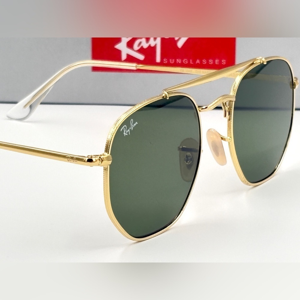 Ray-Ban Marshal Sunglasses Gold Hexagon Frame RB3648 001 54-21 Smoke Lens 343 - Picture 7 of 17
